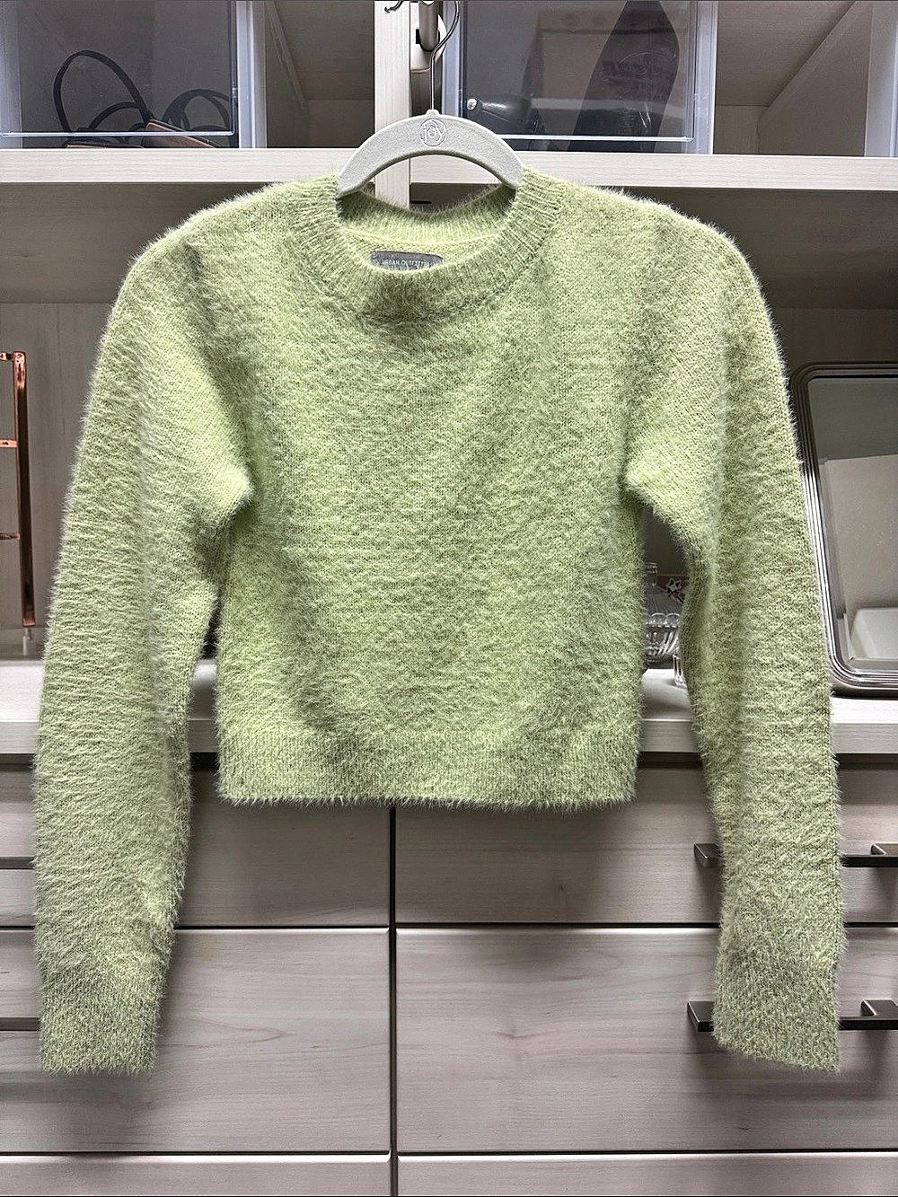 Urban Outfitters Fuzzy Crewneck Sweater in Green Medium